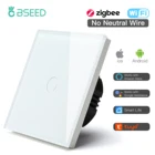Настенный сенсорный выключатель Bseed Mvava Zigbee, умный выключатель с одним каналом, европейский стандарт, черного, белого и золотого цвета, со стеклянной панелью