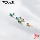 WOOZU реальные 925 стерлингового серебра Геометрические Квадратные зеленый циркон, серьги со шпилькой, для женщин, на свадьбу в Корейском стиле для девочек на день рождения, ювелирное изделие, подарок