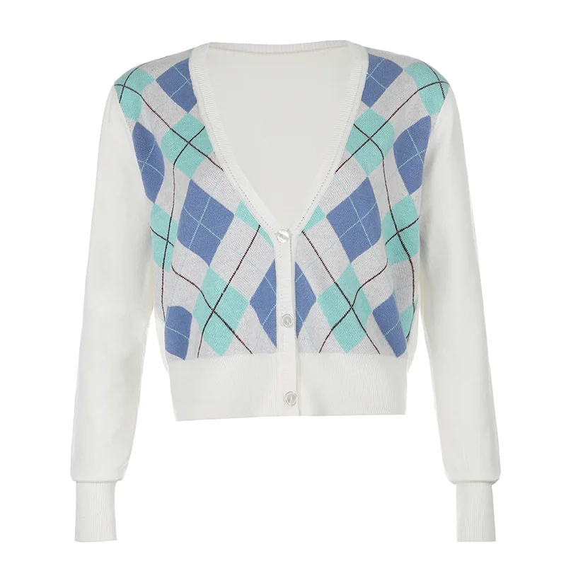 

Bazhenova Women Knitted Short Cardigan Girls Sweaters Autumn Winter Long Sleeve V Neck Casual Streetwear Pull Woman Coat R1000