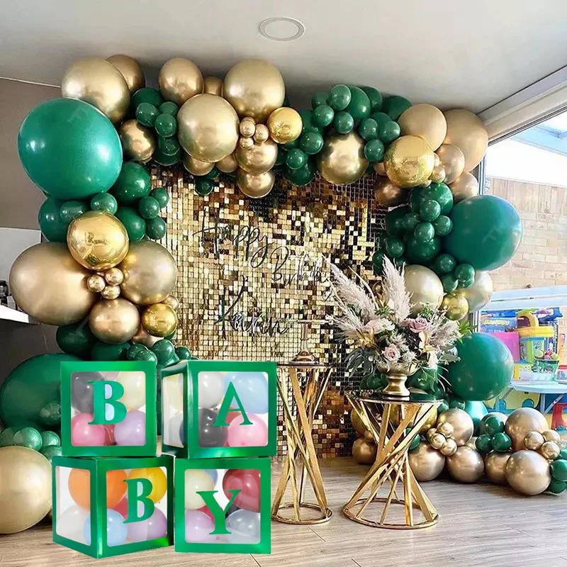 

Green Baby Balloon Box Jungle Safari Theme Party Favors Kids Boys 1 Birthday Party Decor Baby Shower Decorations Home Supplies