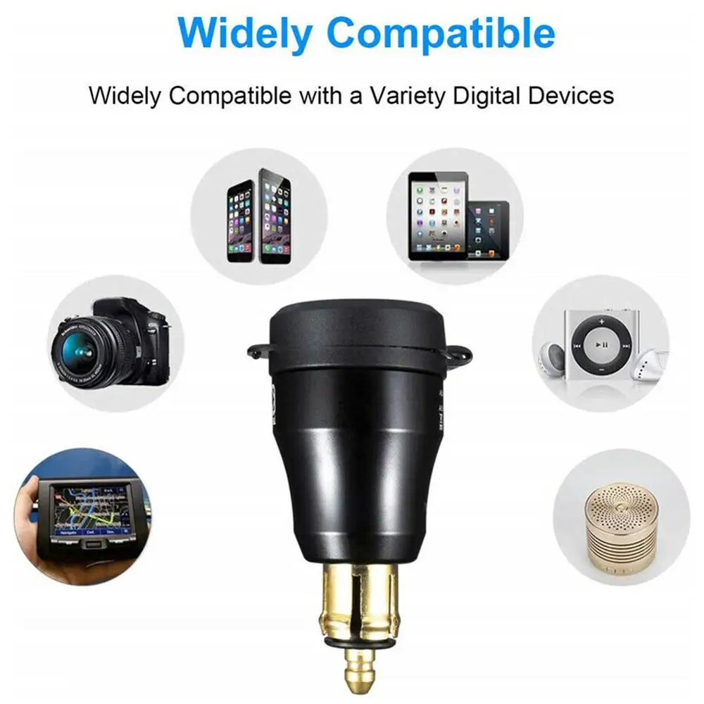 

Motorcycle Quick Charge Waterproof Type C + QC 3.0 USB Power Socket Charger for BMW DIN Plug Adapter