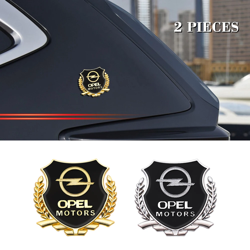 

2Pcs Car Logo Sticker Metal 3D Body Auto Window Sticker Car Exterior Car Sticker Badge Case for Opel Astra H G J Insignia Mokka