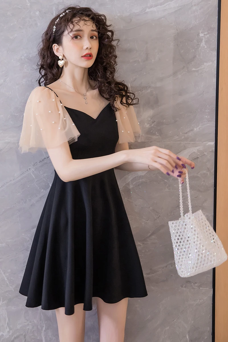 

COIGARSAM Patchwork Women one-piece dress New Summer Beading Mesh Dresses Black 8155