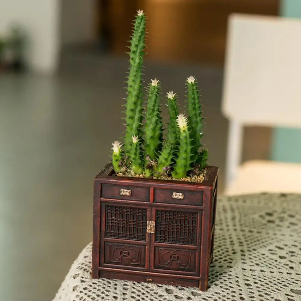 

Home Decoration Flower Pot Cabinet Shaped Vintage Wooden Cabinet Design Small Pot Flowerpot for Succulent