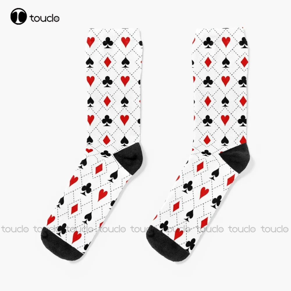 Playing Cards Suit Symbols Pattern Socks Soft Socks Personalized Custom Unisex Adult Teen Youth Socks 360° Digital Print