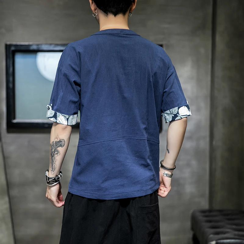 

2021 Summer New Casual Short Sleeve Shirt Men Chinese Style Cotton Linen Men Shirt Half Sleeve Male Clothing Brand M-5XL