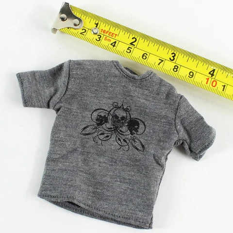 Мужская серая футболка с рукавом 1/6, с принтом животных для 12 дюймов, аксессуар «сделай сам»