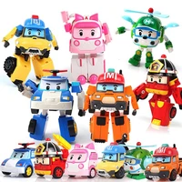 6pcsset silverlit roboca korea transformation robot poli amber roy car model anime action figure toys for children best gift