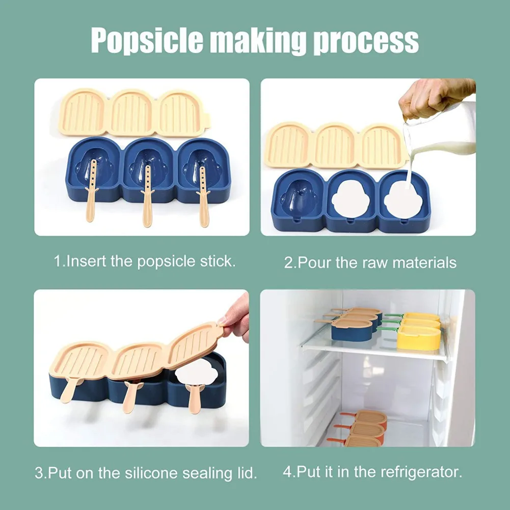 

Popsicle Mold for Kids Cute Bird 3 Cavities Popsicle Maker Reusable Easy Release for DIY Ice Cream Cake Pops Cakesicle