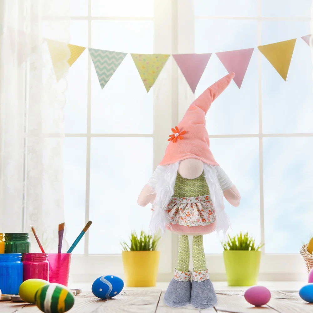 

1Pc Lovely Easter Gnome Dolls Ornament Sitting Gnome Dolls Desktop Decoration