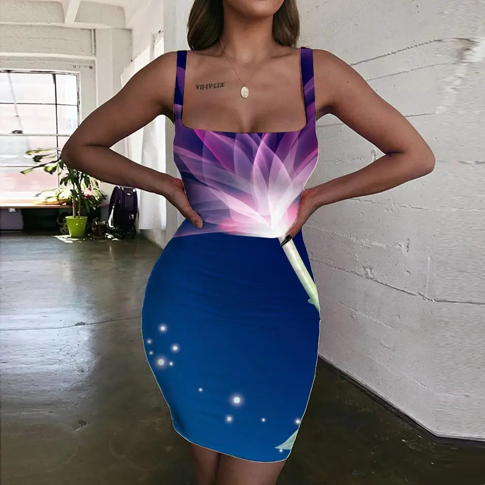 

Giyu Brand Psychedelic Dresses Women Flowers 3d Print Plant Sundress Art Bodycon Dress Womens Clothing Mini Evening Short Beach