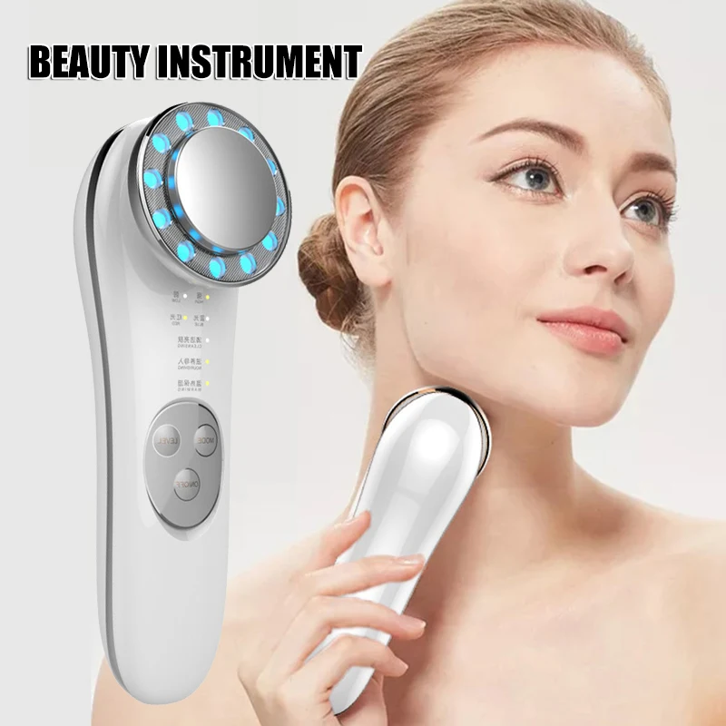 

Facial Massager Thermostatic Face Cleanser Lifting Device With Red & Blue LED High Frequency USB Skin Care Tool For Home Makeup