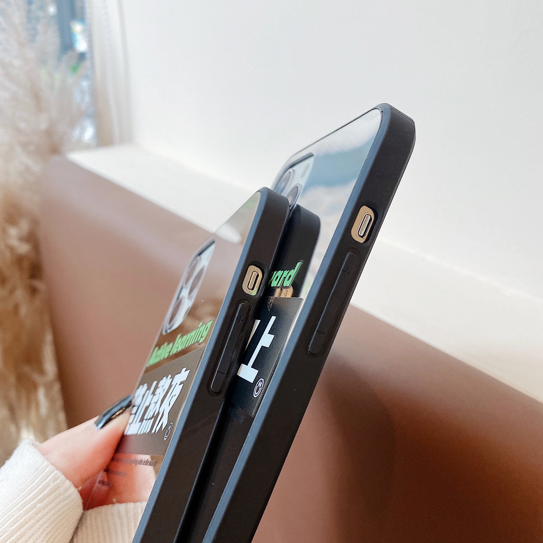 

Acrylic Mirror Surface Chinese Style Motivational Encourage Phone Case for IPhone 11 12 Pro Max XR XS Max X 8 7 Plus Back Cover