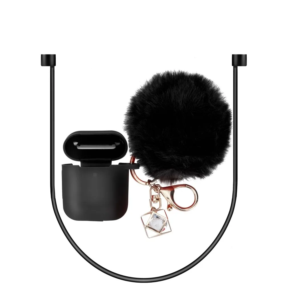 HIPERDEAL беспроводные наушники-вкладыши, стерео наушники для Airpods 2 и 1 зарядный чехол, силиконовый чехол и брелок с помпоном - Цвет: Коричневый