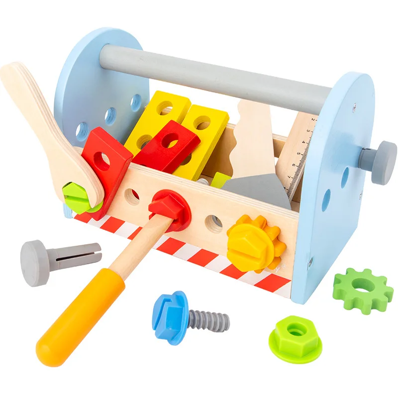 Kids Wooden Toolbox Toy Set Boys Simulation Multifunctional Repair Tool Box Puzzle Disassembly Pretend Games For Children | Игрушки и
