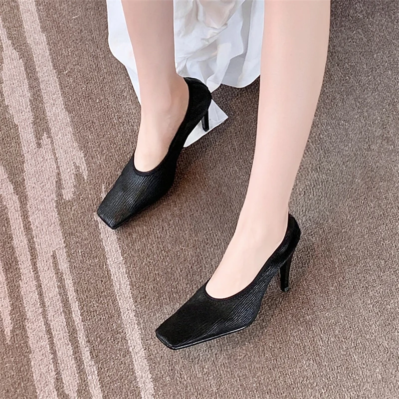 

VERCONAS Spring Fashion Concise Women Pumps New Shallow High Heels Shoes Woman Casual Office Square Toe Pumps Classic Basic 2021