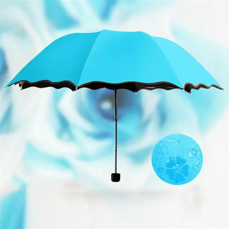 blue 6 цветов, анти-УФ, водонепроницаемый, портативный, для путешествий, Цветочный зонтик, модный, складной зонтик, для дождя, для женщин, подарок, для мужчин, мини карманный зонтик - Цвет: blue