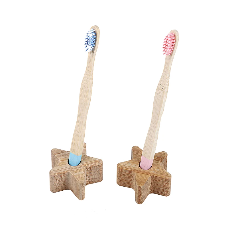 

1/2 Pcs Bamboo Toothbrush Star Holder-Wood Single Stands,Small Natural Individual Holders fit Oral B Head,Wooden Tooth Brush Cup