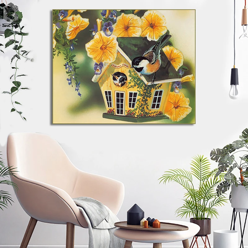 Laeacco акварельная картина на холсте каллиграфия современный весенний птичий