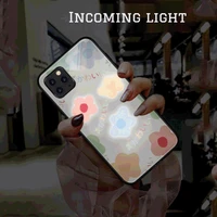 cute tempered glass luminous funda for iphone 11 12 pro max 7 8 plus x xr xs max se 2020 12 mini case call light couple cover