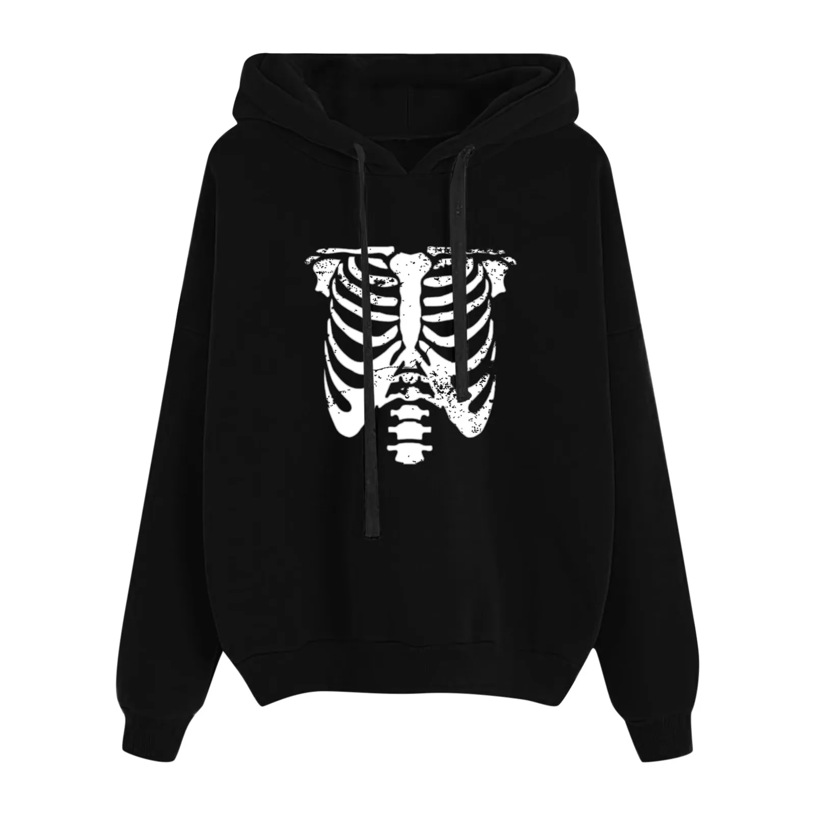 

Women's Casual Fashion Blouse Funny Bones Print Long Sleeve Hoodie Pullover Comfy High Quality Simple Blouse Fast Free Shipping