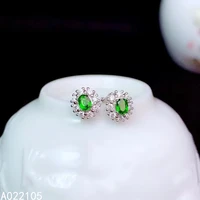 kjjeaxcmy fine jewelry 925 sterling silver inlaid natural diopside women fresh vintage gem earrings ear studs support detection
