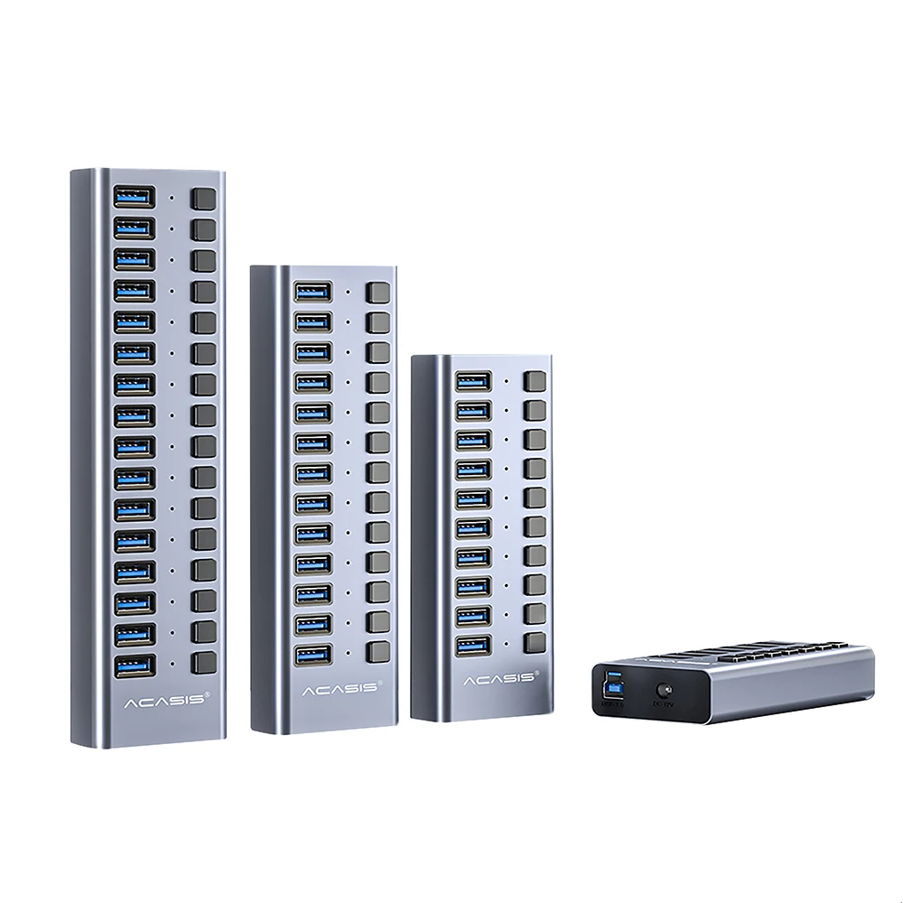 Acasis промышленный USB 3 0 концентратор 7/10/13/16 алюминиевый переключатель с 12V