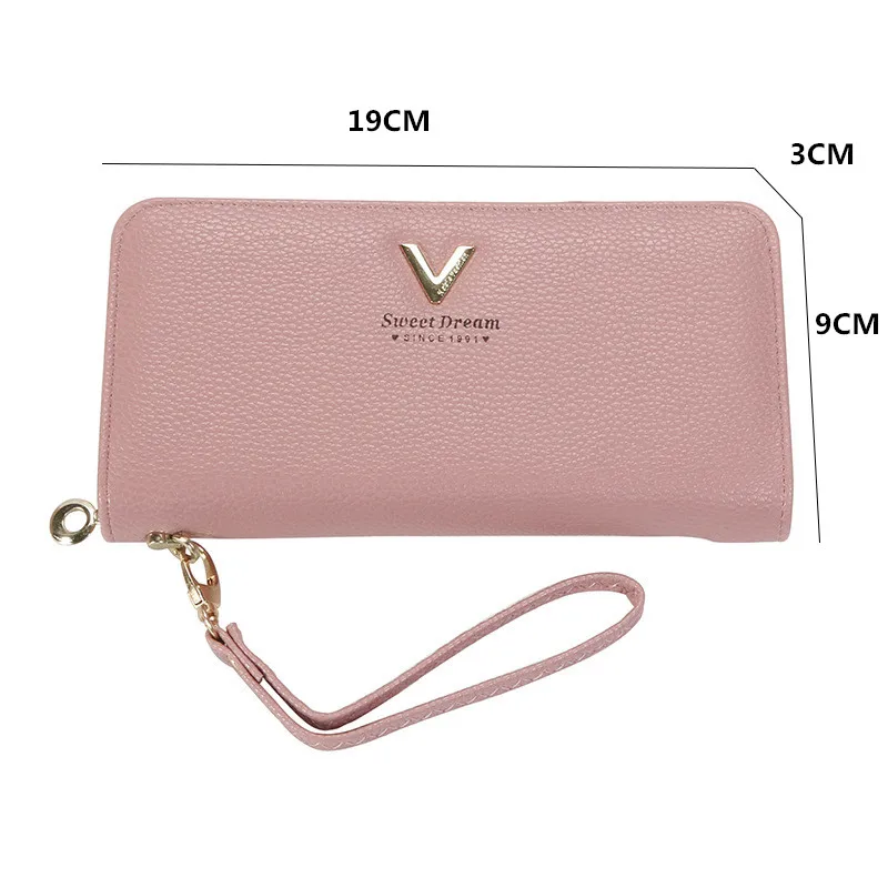 Новые женские кошельки брендовые Женский Длинный кошелек на молнии кожаный