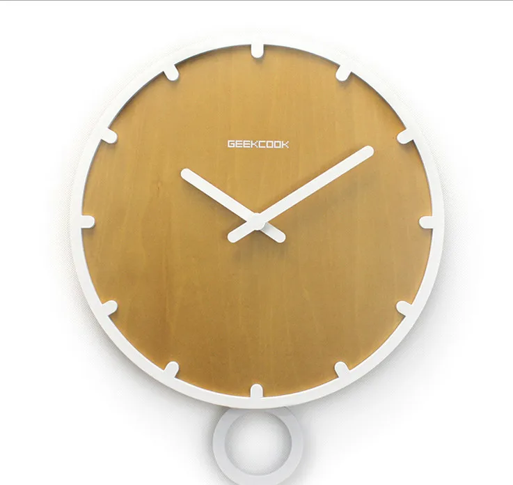 Маятниковые деревянные настенные часы скандинавские минималистичные тихие