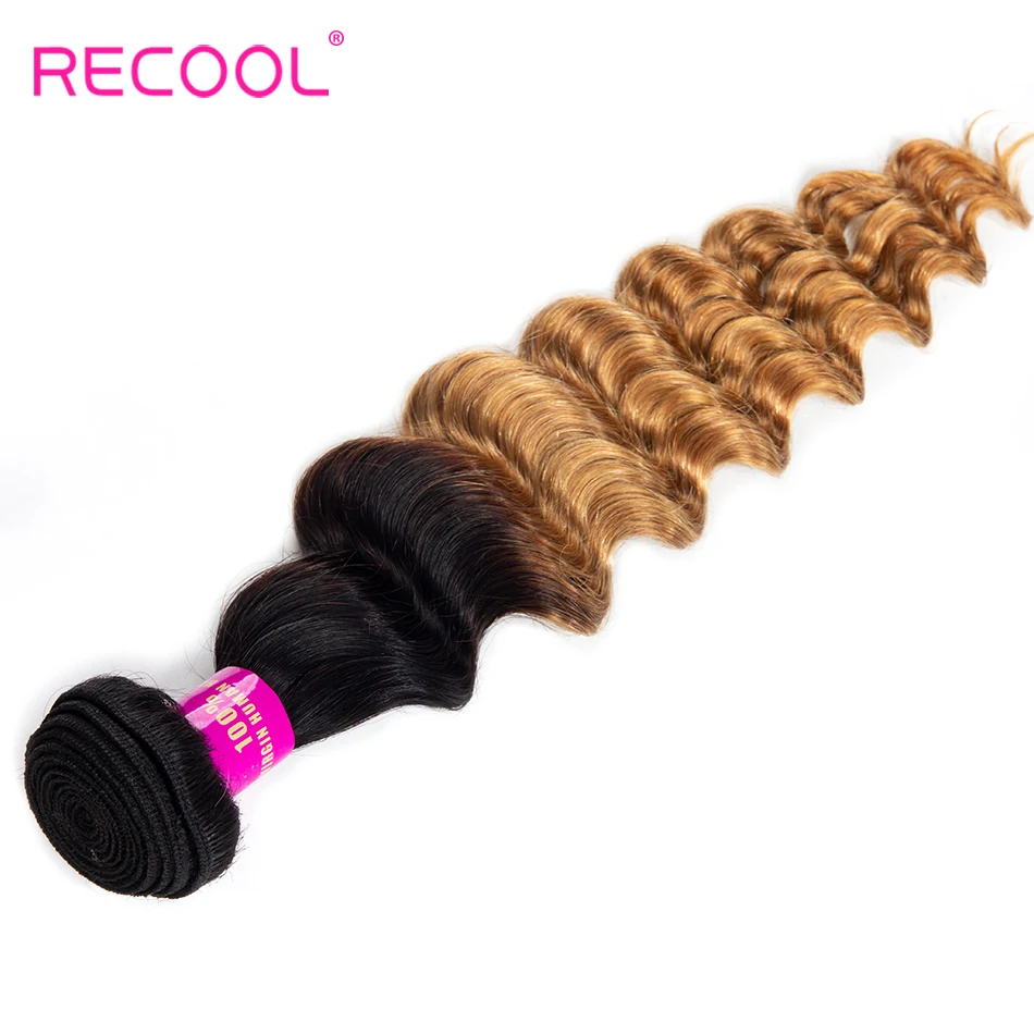 Recool волосы Омбре бразильские Свободные глубокие 1B/27 натуральные кудрявые пучки