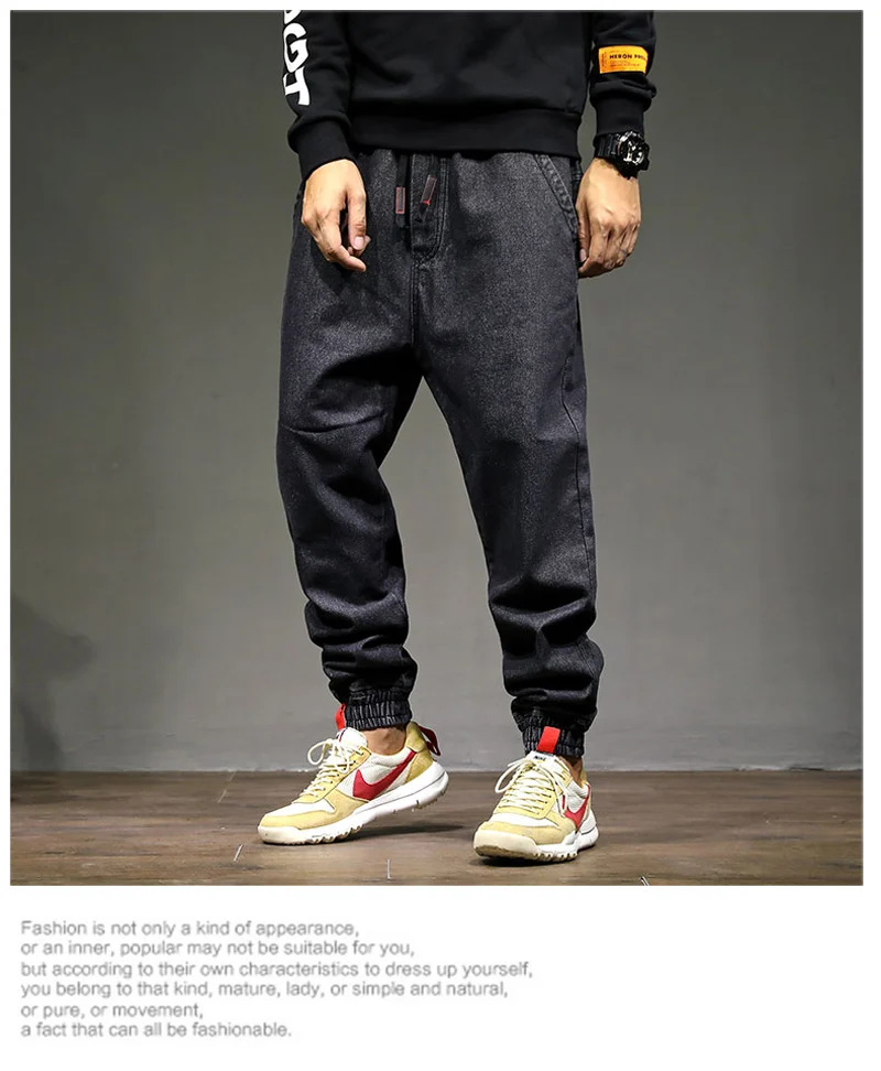 

High Street Fashion Men Jogger Jeans Black Color Size 28-42 Top Quality Loose Fit Cargo Pants Harem Trousers Hip Hop Jeans Men