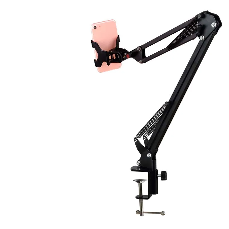 mobile phone tablet holder long arm flexible folding stand for phone desktop bed universal cellphone bracket metal clamp support free global shipping