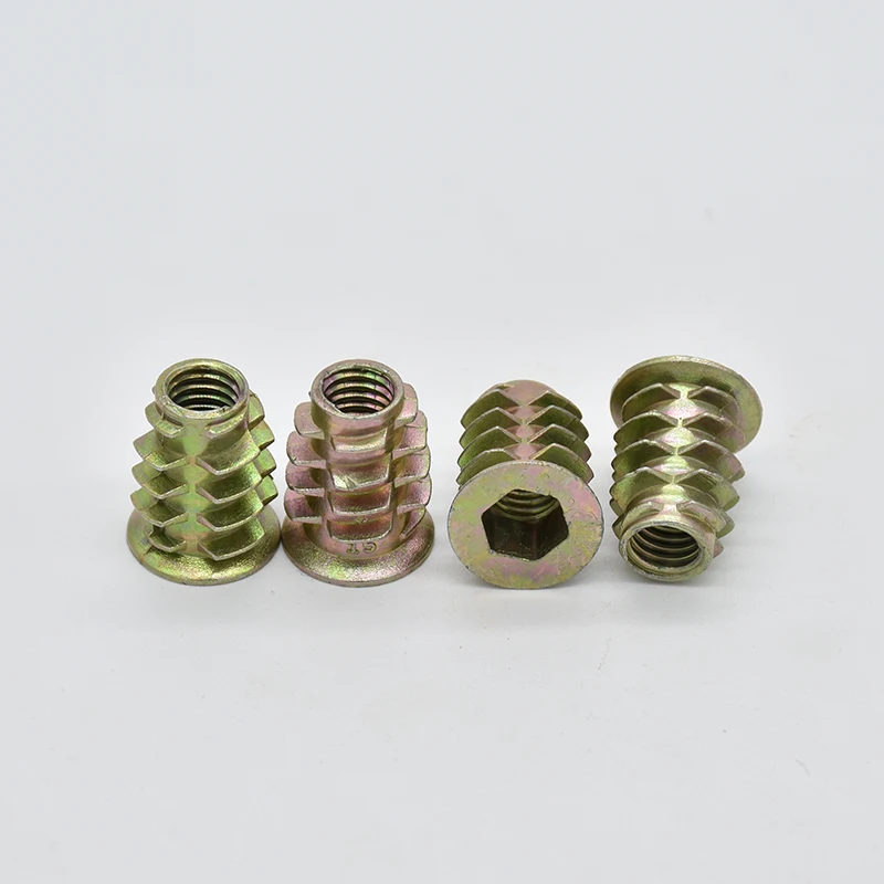 

50Pcs M4 M5 M6 M8 Zinc Alloy Thread For Wood Insert Nut Flanged Hex Drive Head Furniture Nuts