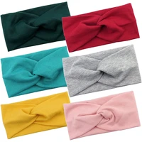 women headband solid color wide turban twist cross knitted cotton hairband spiral girls makeup elastic hair bands accessories