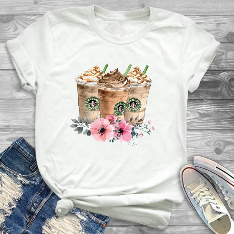 

2021 Women Clothing Sunflower Painting Flowers Streetwear Tee Shirt Tees T-shirts Womens Female Graphic T Shirt T-Shirt