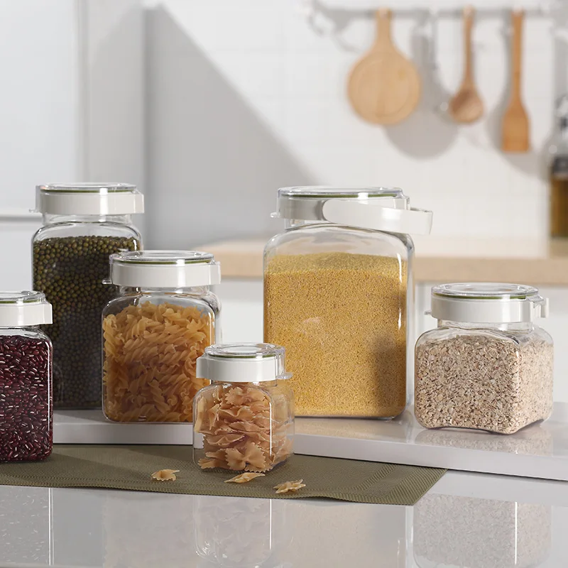 

square Jar tea Jar coffee Jar sugar Jar Dried fruit Jar Beans Grains Jar Sealed storage Jar Kitchen Container Jar plastic Jar