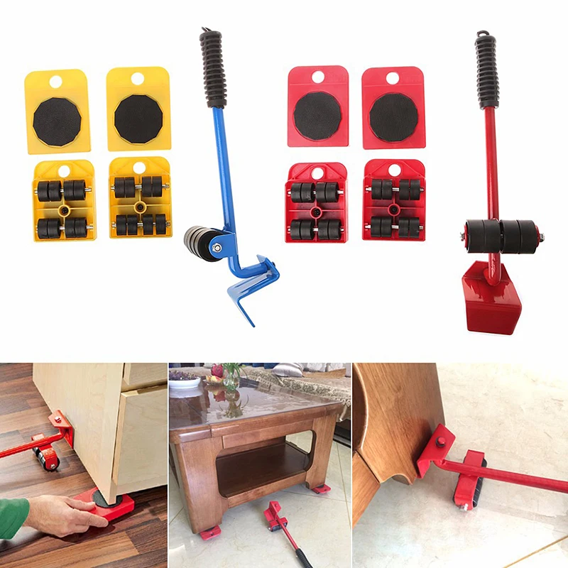 5Pcs Furniture Transport Lifter Tool Set Heavy Stuffs Moving Hand Tools Wheel Bar Mover Device Max Up For 100Kg/220Lbs | Инструменты