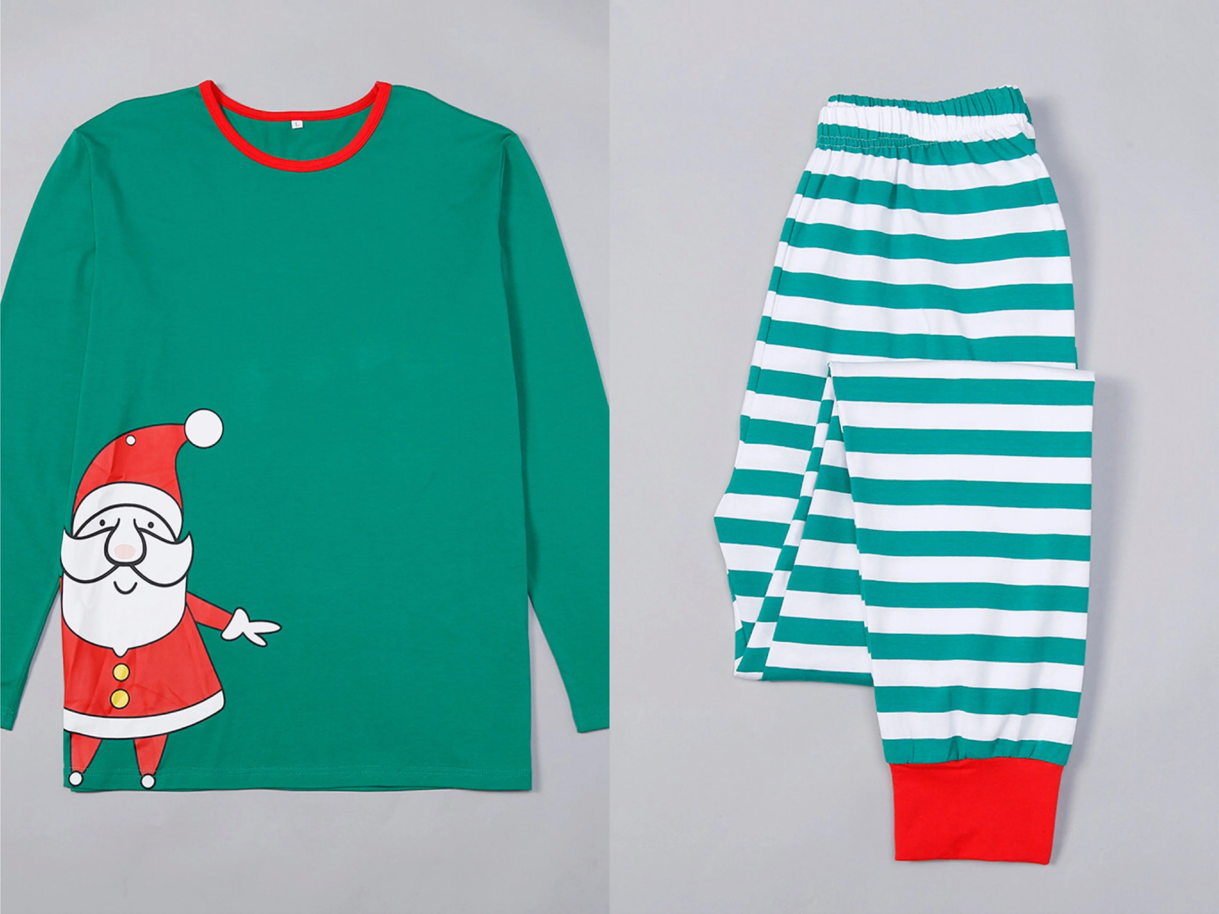 

Christmas Santa Printed Pajamas Cute Two Piece Set Homewear Autumn Winter New Family Matching Sleepwear Suit Man And Women