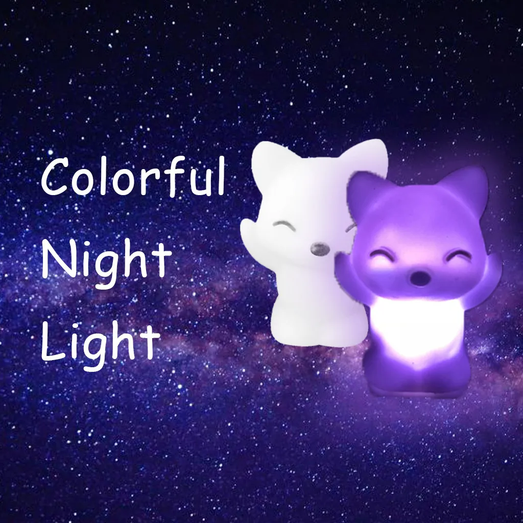 Красочные светодиодные ночные светильники в форме мультяшной лисы для детской