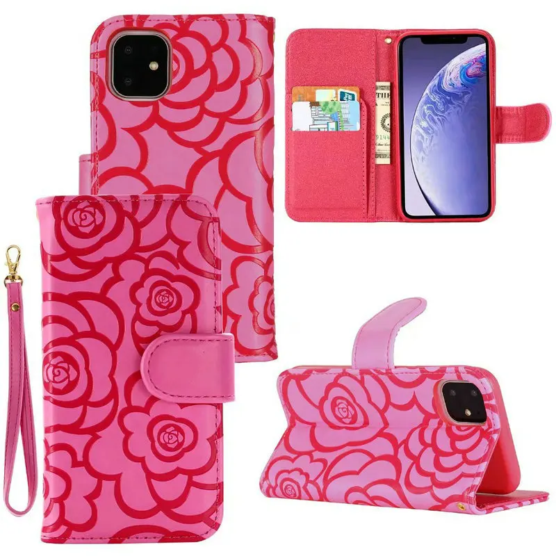3D роскошный кожаный чехол с цветком для iPhone 11 Pro Max, откидной Магнитный чехол-книжка с подставкой для iPhone X XR XS MAX, сумка