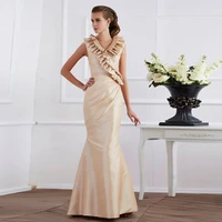 elegant dress for wedding taffeta long mother of the bride dress sleeveless ruffles floor length zipper back vestidos de fiesta
