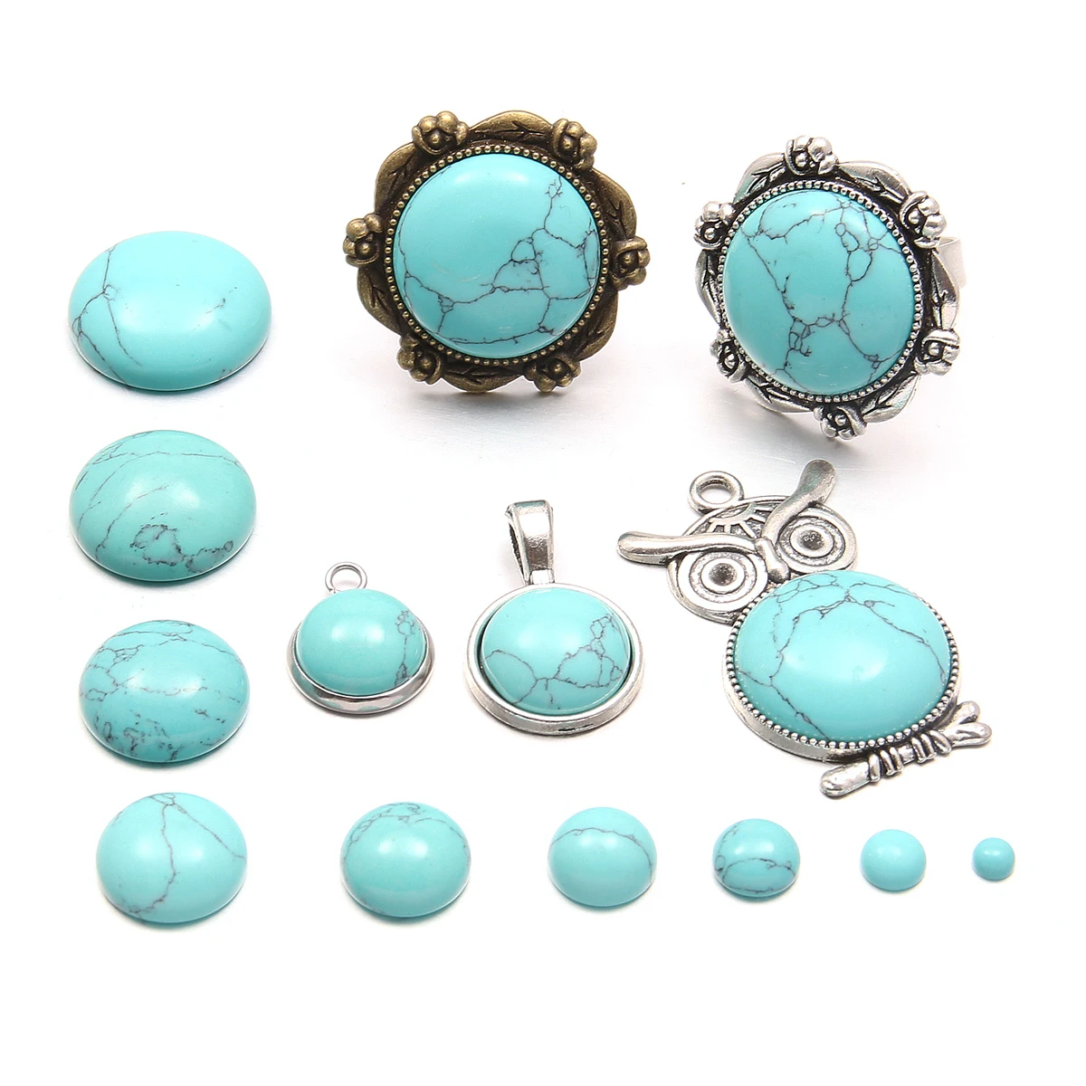 Бусины из натурального камня голубого бирюзового кабошона 8 6 10 мм круглые бусины