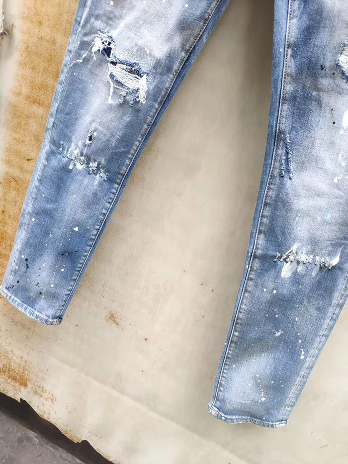 Узкие стильные брендовые джинсы Dsquared джинсовые брюки мужские облегающие