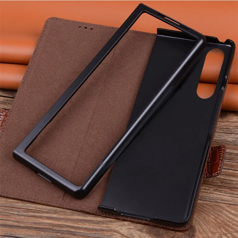 Genuine Leather Magnetic Flip Case for Samsung Galaxy Z Fold 4 3 2 Fold3 Crocodile Alligator Grids Grain Protective Phone Cover