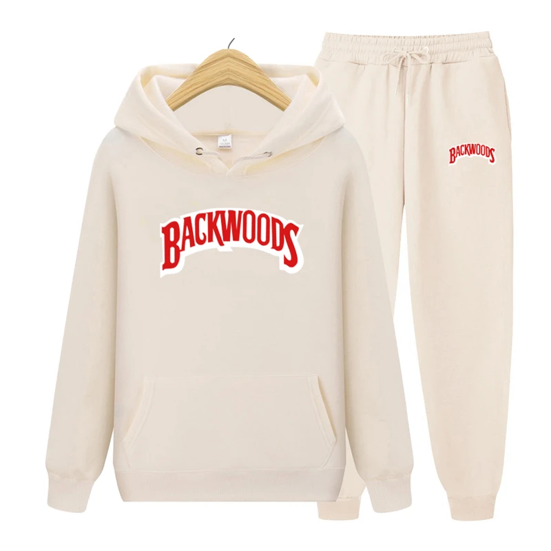 

BACKWOODS Men Two Pieces Set Hooded Sweatshirts Sportswear Men Tracksuit Hoodies Men Casual Fleece Streetwear Hoodies+Pants Sets