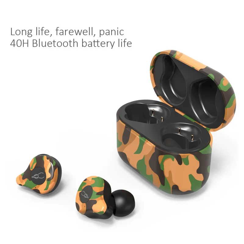

Sabbat E12 Earphones Bluetooth 5.0 Headset Camouflage Binaural Call Music Sports Wireless Bluetooth Headset with Charging Box