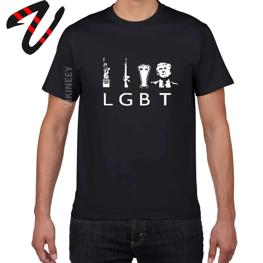 Потрясающие футболки свободный пистолет пиво Трамп винтажные мужская хлопковая