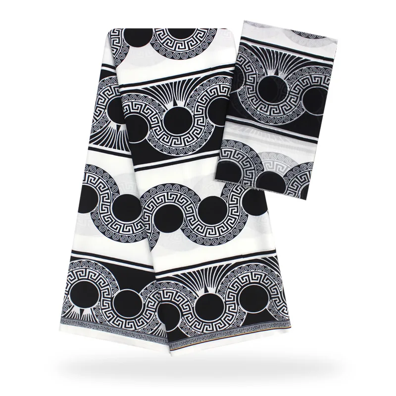 Африканская шелковая шифоновая ткань белая и черная искусственная африканская