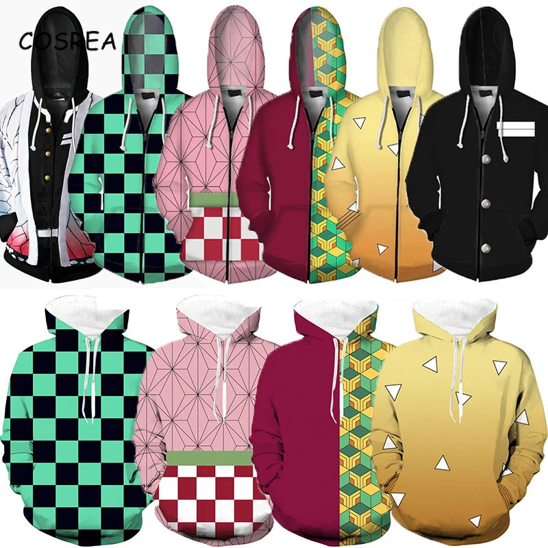 Толстовка мужская с капюшоном хамадо незуко костюм для косплея кочоу шинобу