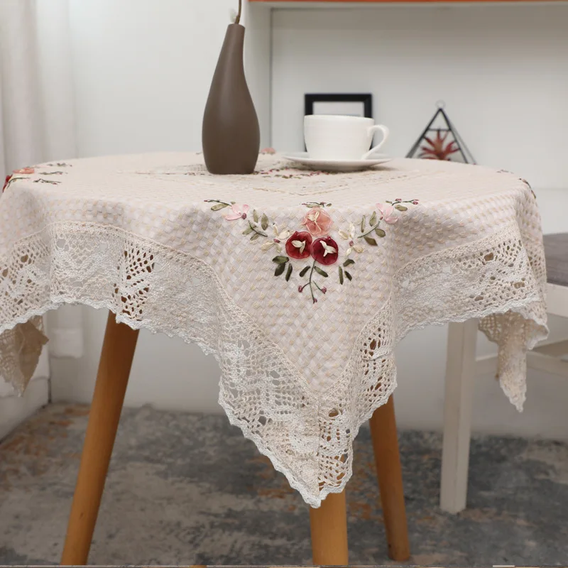 Европейская вышитая искусственная кружевная хлопковая льняная